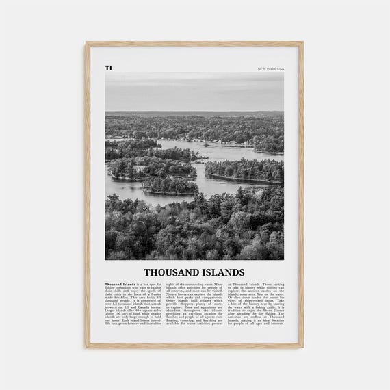 Thousand Islands Black And White Travel Poster