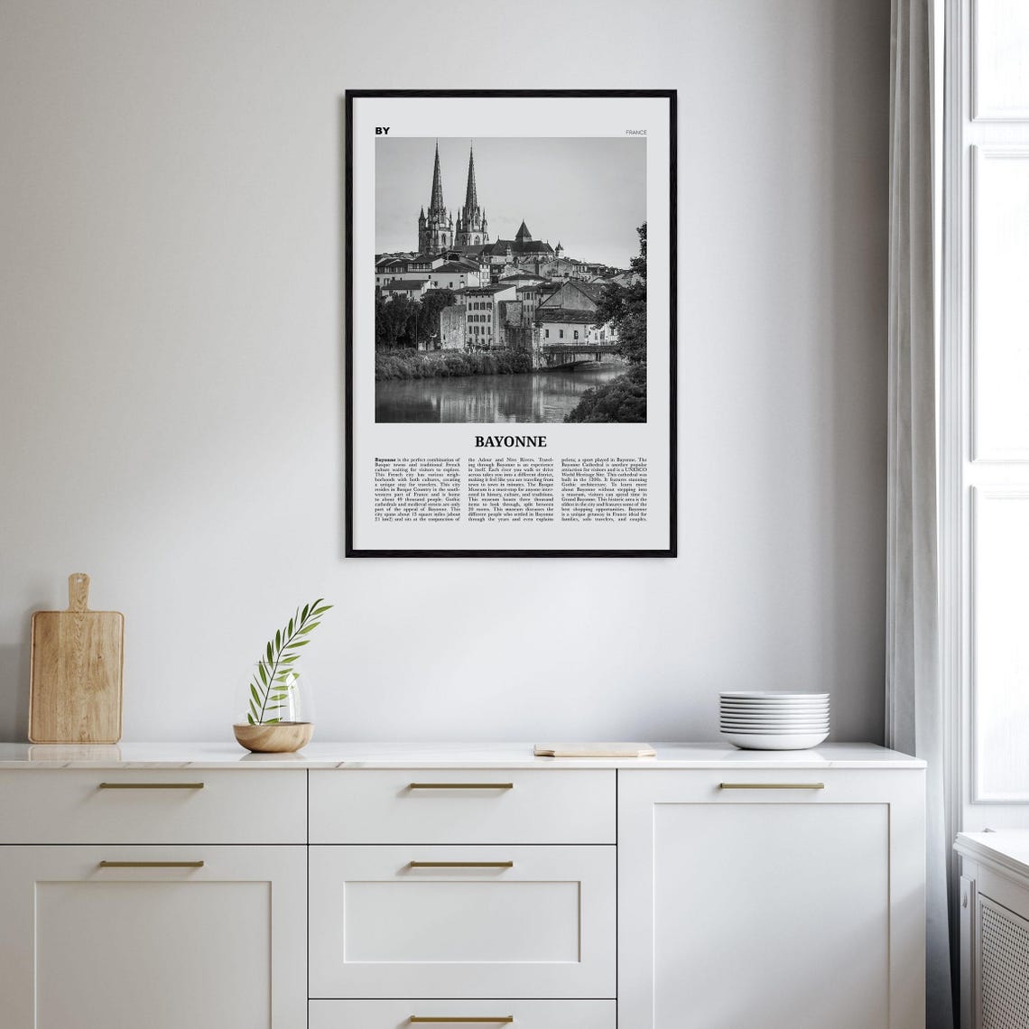 Bayonne Print Black And White France Bayonne Wall Art Bayonne Poster Bayonne Photo Bayonne Wall Dcor Bayonne Map France - Image 2
