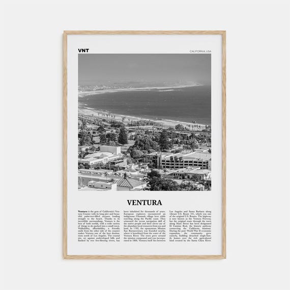Ventura Black and White Travel Poster, California