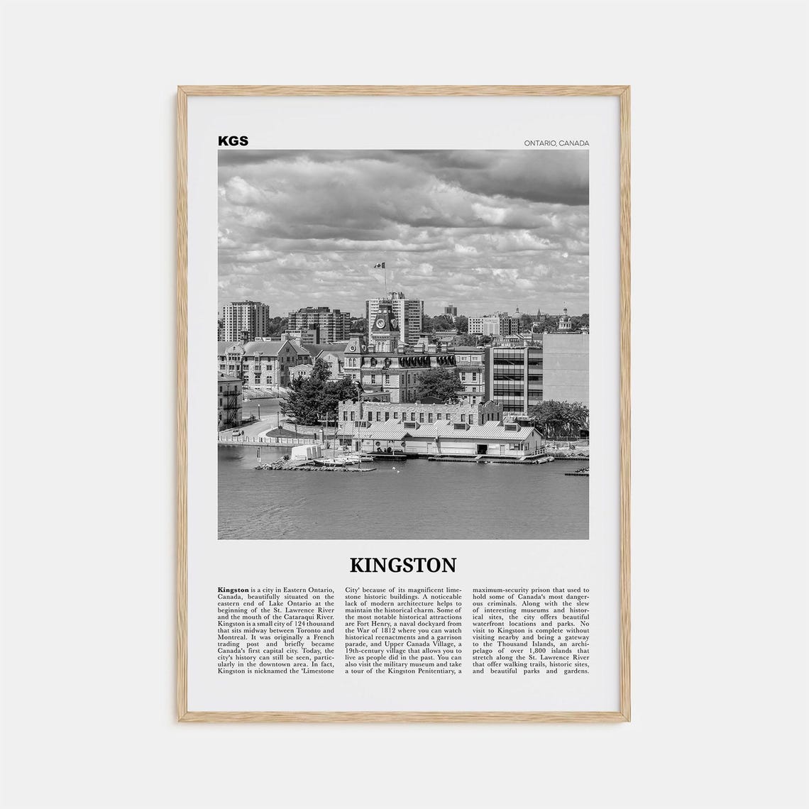 Kingston, Canada Black and White Travel Poster