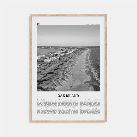 Oak Island Black And White Travel Poster
