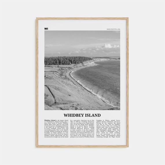 Whidbey Island Black and White Travel Poster, Washington