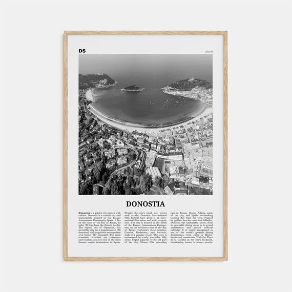Donostia Black and White Travel Poster, San Sebastian