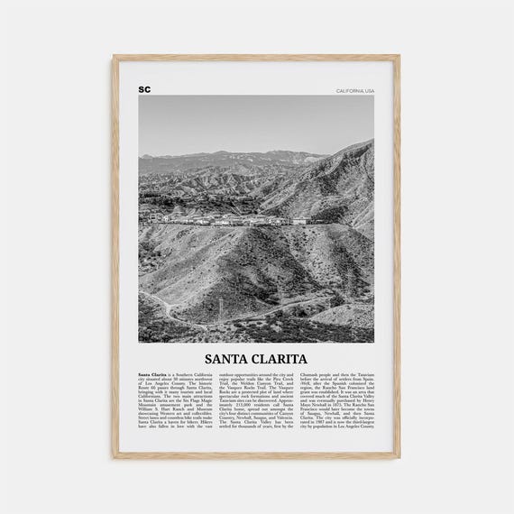 Santa Clarita, California Black And White Travel Poster