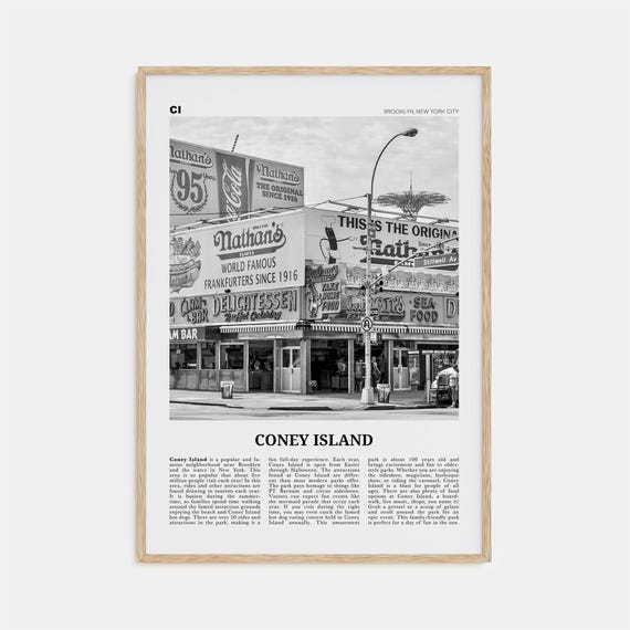 Coney Island Black and White Art Print, Brooklyn