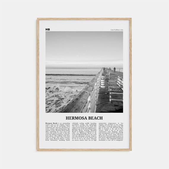 Hermosa Beach Black and White Travel Poster No. 2