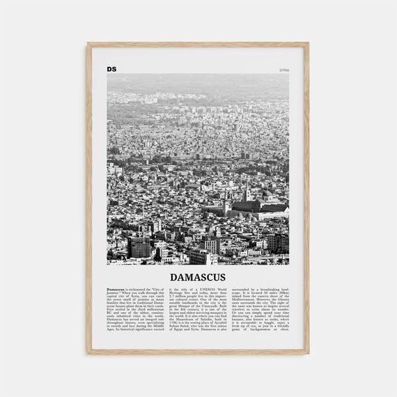 Damascus Black and White Travel Poster, Syria