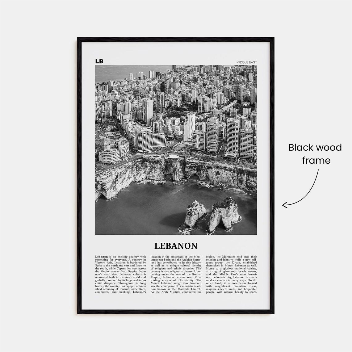 Lebanon Black And White No 3 Wall Art Poster - Image 3