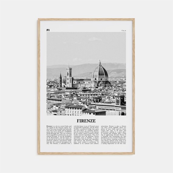Firenze Black and White Map Travel Poster