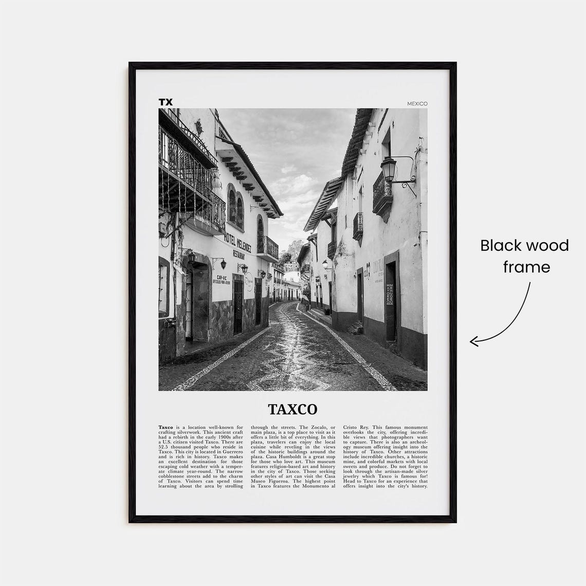 Taxco Print Black And White Taxco Wall Art Taxco Poster Taxco Photo Taxco Wall Dcor Taxco Map Mexico - Image 3