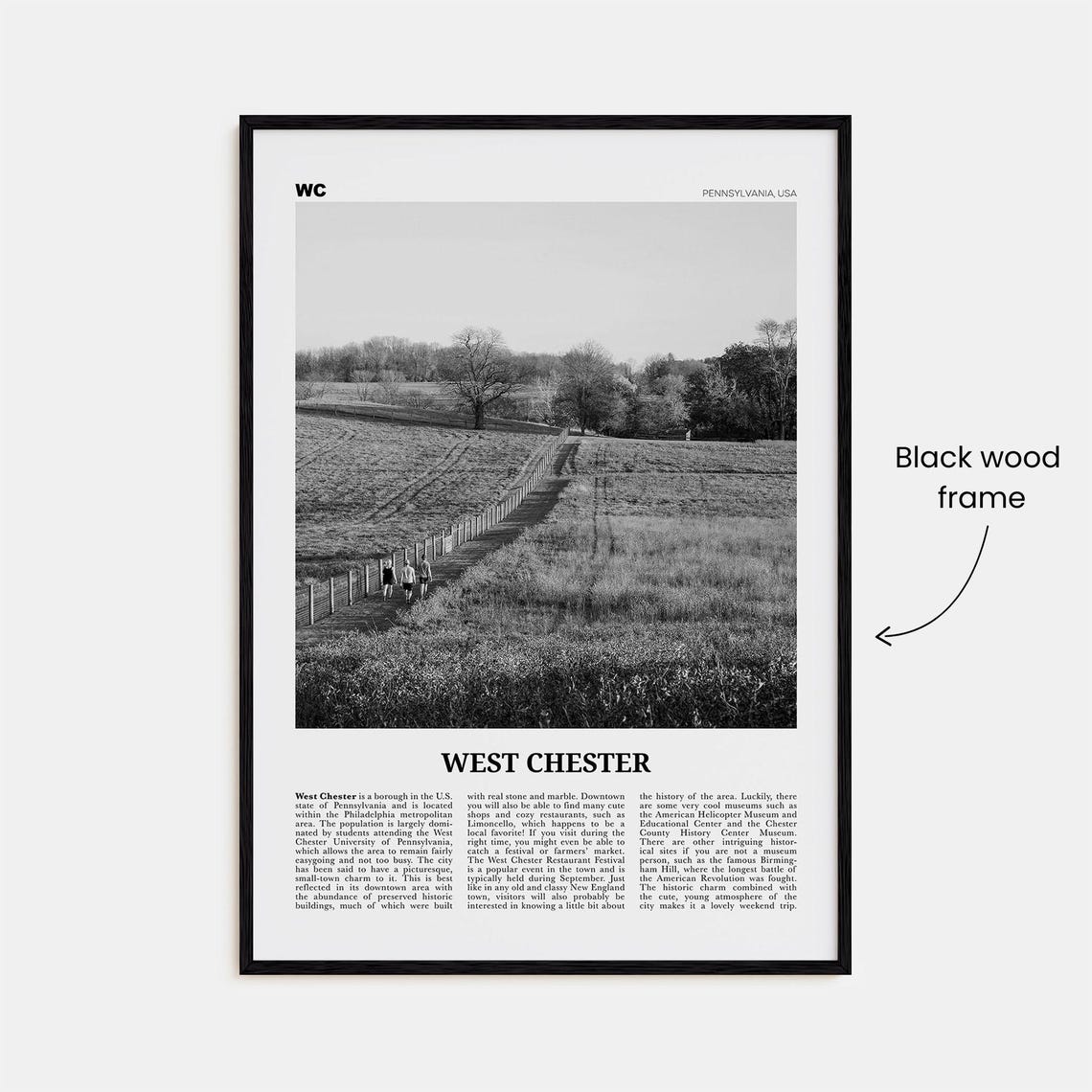 West Chester Black and White Travel Poster - Image 3