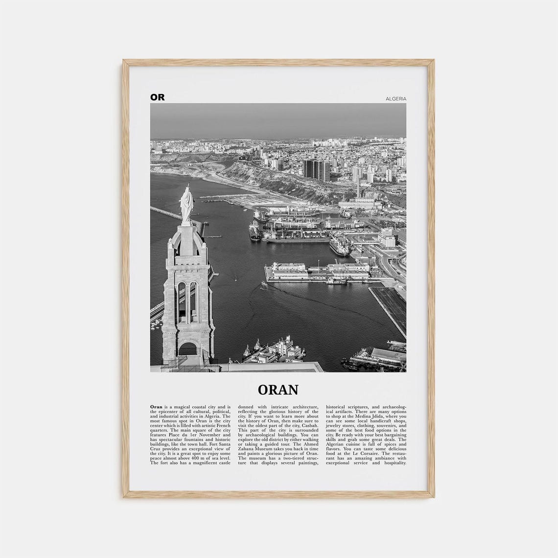Oran, Algeria Black And White Travel Art Print