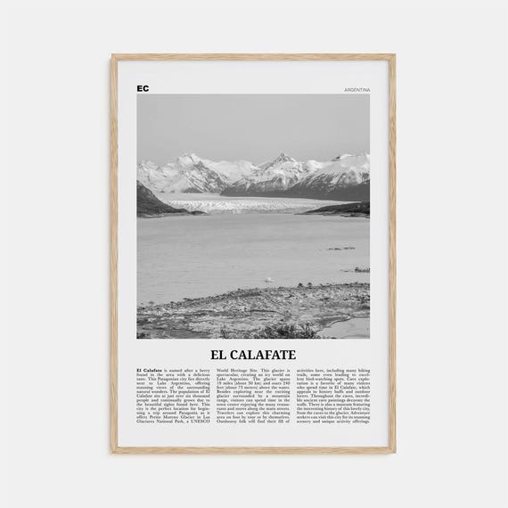 El Calafate Black and White Travel Poster