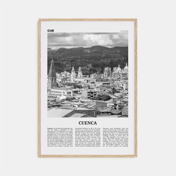 Cuenca Black and White Ecuador Travel Poster