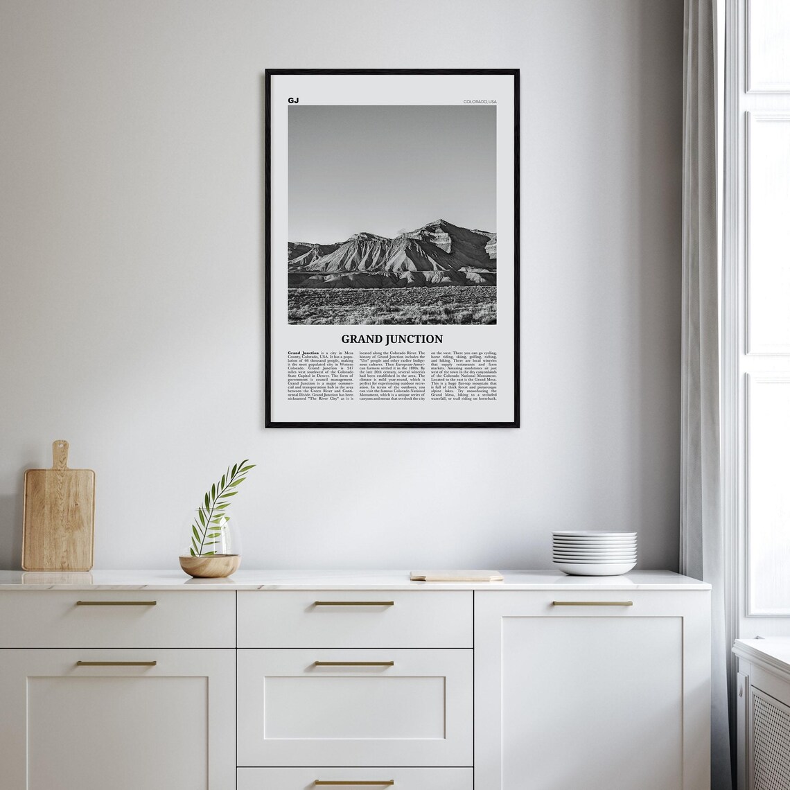 Grand Junction Black and White Map Poster, Colorado - Image 2