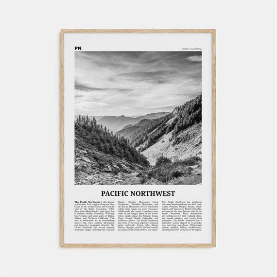 Pacific Northwest Black and White Travel Poster
