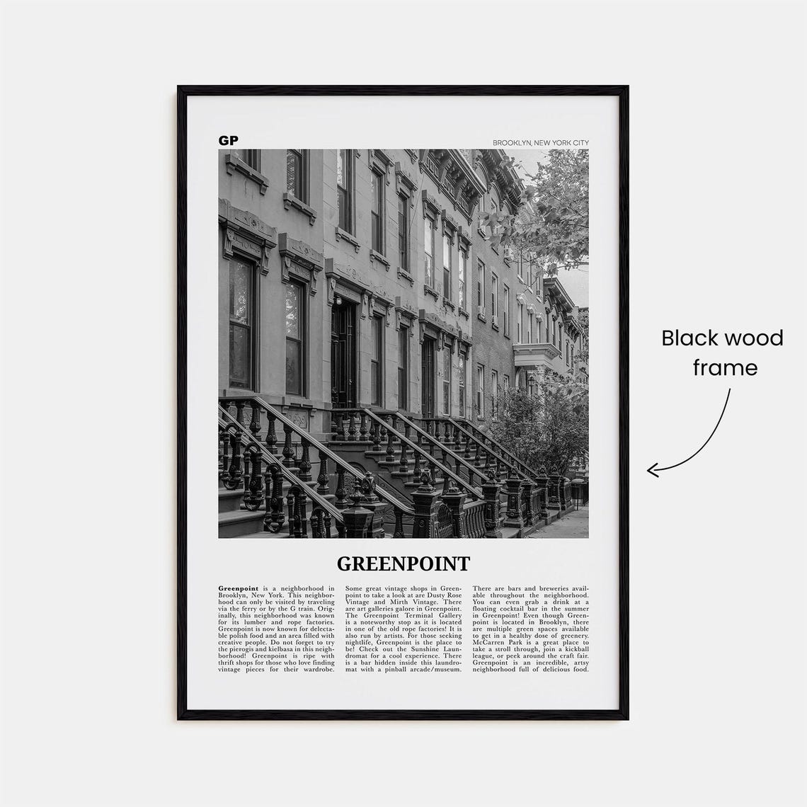 Greenpoint, Brooklyn Travel Poster in Black & White - Image 3