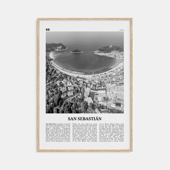 San Sebastian Black and White Travel Poster, Spain