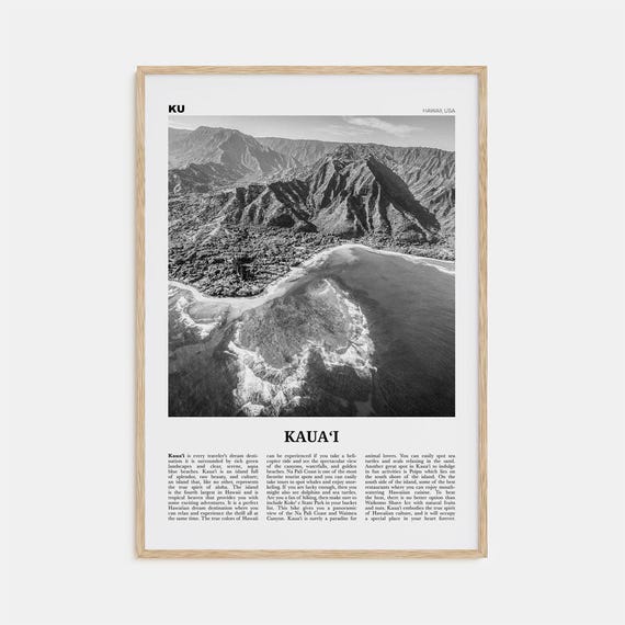Kauai Black and White Travel Poster No. 1