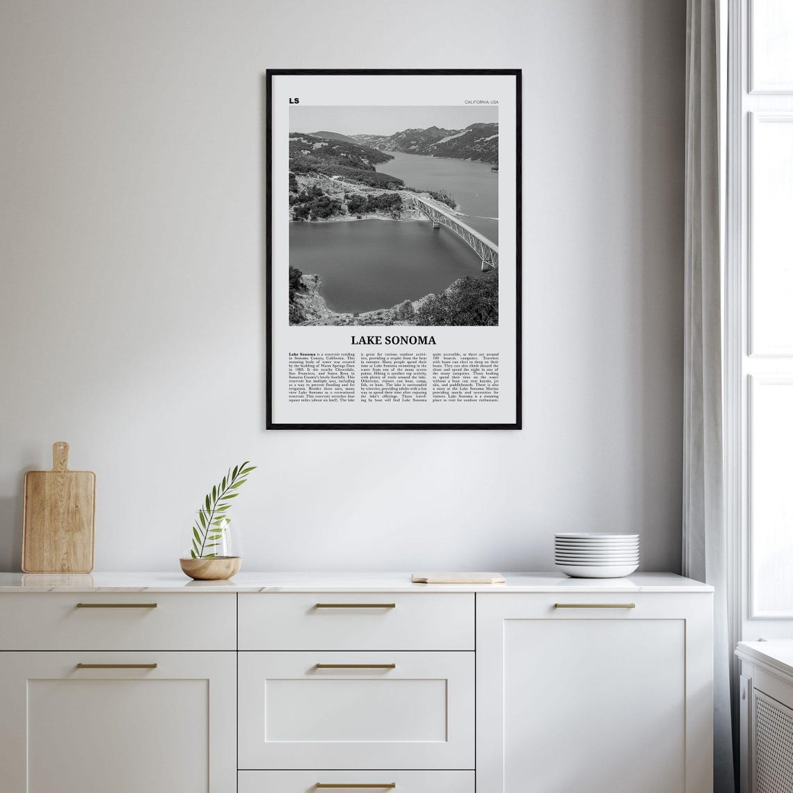 Lake Sonoma Print Black And White Lake Sonoma Wall Art Lake Sonoma Poster Lake Sonoma Photo Lake Sonoma Dcor California Usa - Image 2