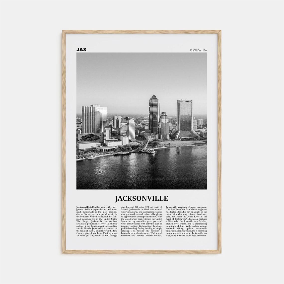 Jacksonville Print Black And White No 1 Jacksonville Wall Art Jacksonville Poster North Carolina Usa United States North America