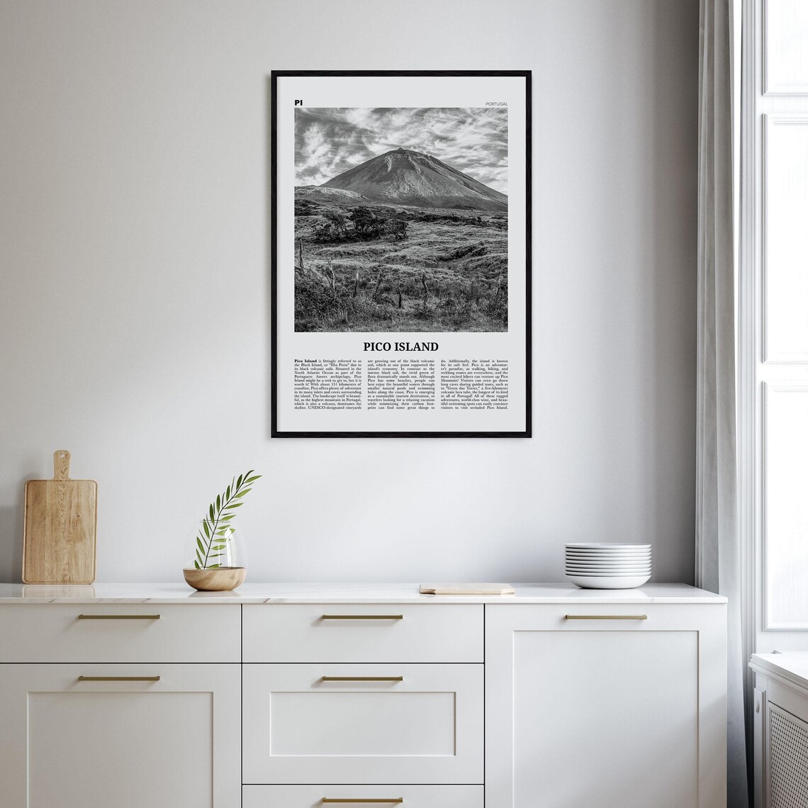 Pico Island Black and White Travel Poster, Portugal - Image 2