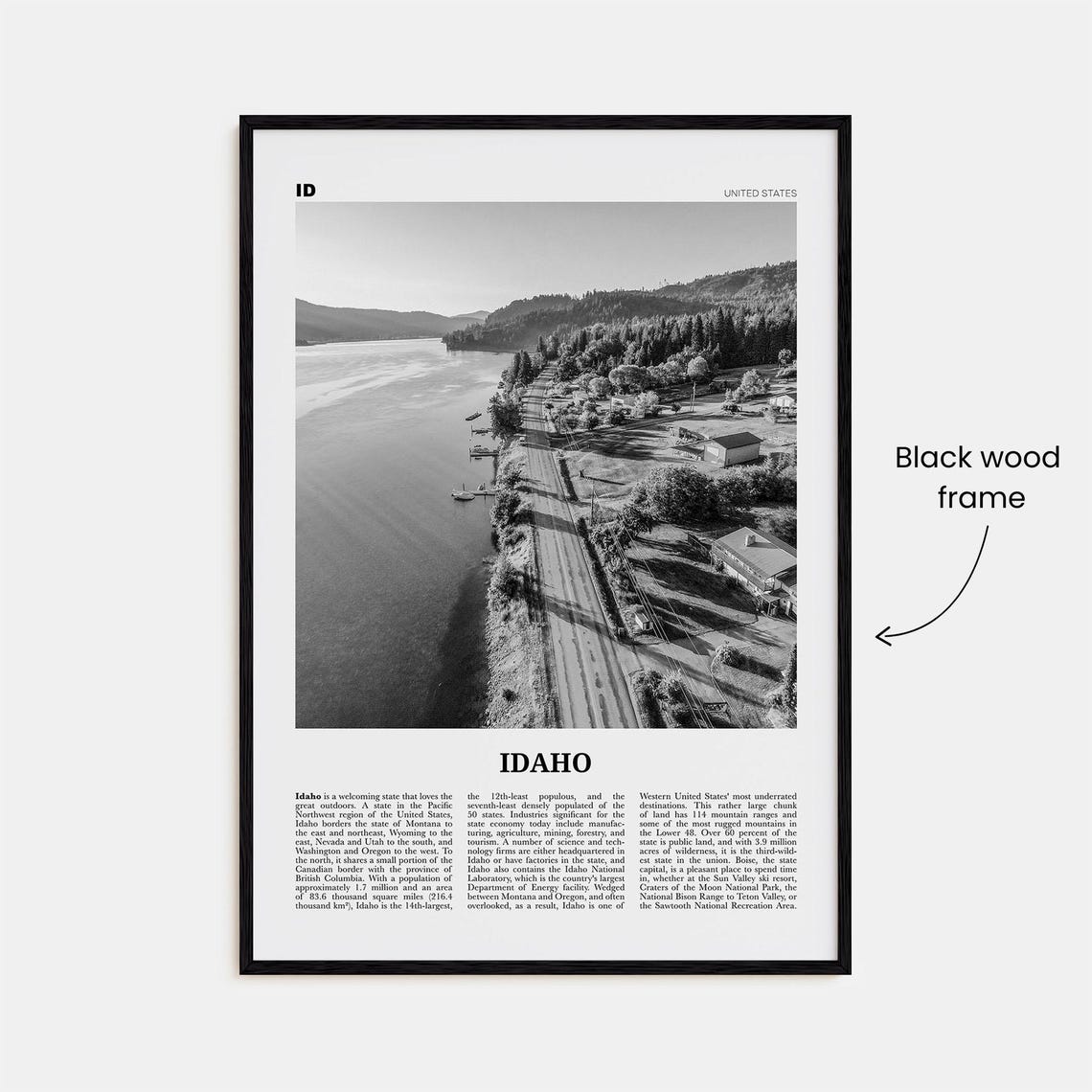 Idaho Print Black And White No 3 Idaho Wall Art Idaho Poster Idaho Photo Idaho Wall Decor Usa State Print Usa United States - Image 3