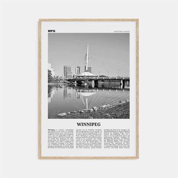 Winnipeg Black And White Travel Poster, Manitoba