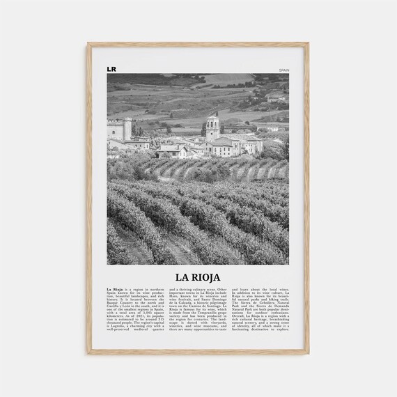 La Rioja Black and White Travel Poster, Spain