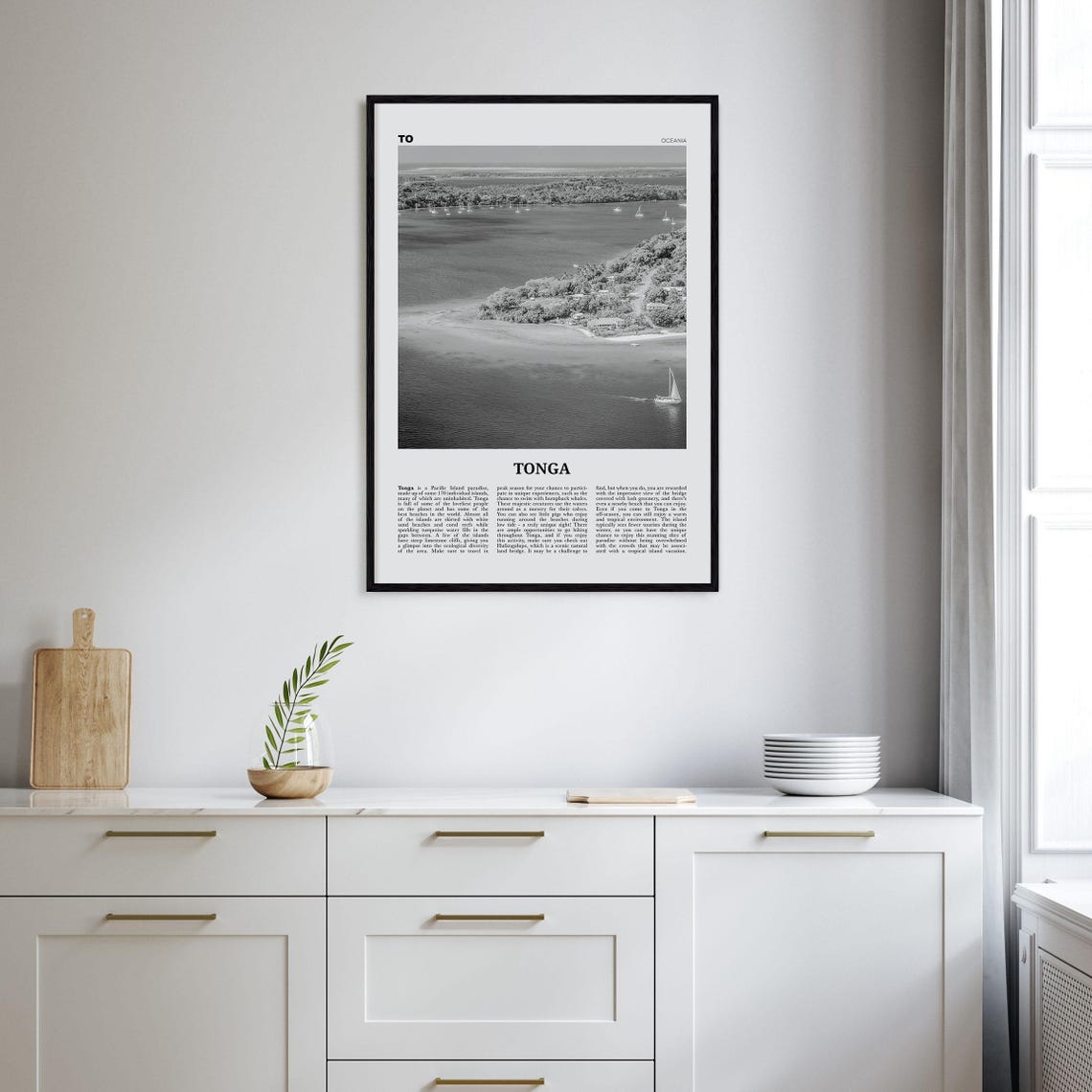 Tonga Black And White Wall Art Print, Nuku'alofa - Image 2