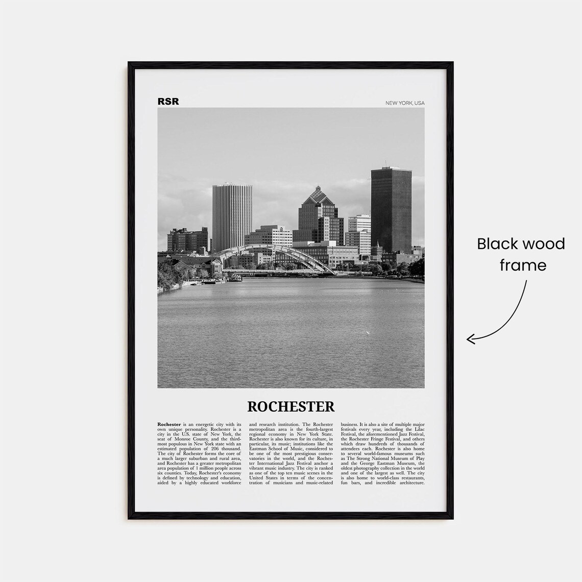 Rochester Black and White New York Travel Poster - Image 3