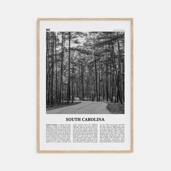 South Carolina Black And White Poster, USA Photo