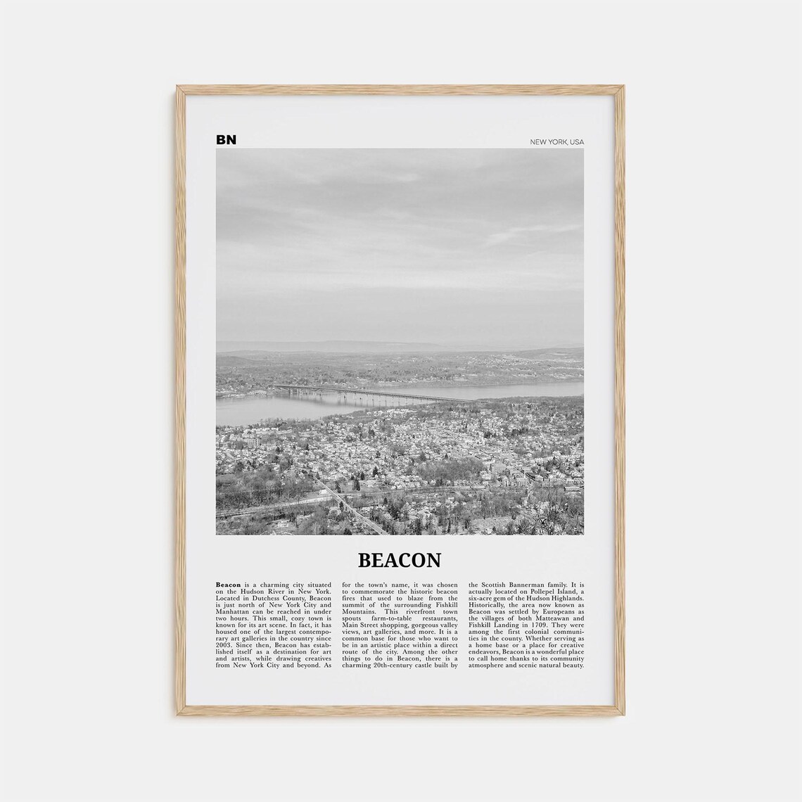 Beacon Black and White New York Map Art Print