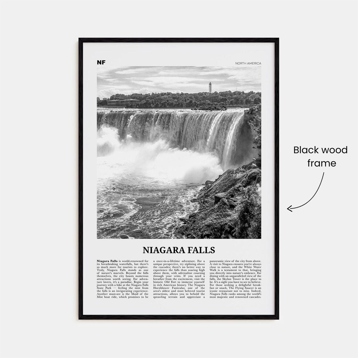 Niagara Falls Black and White North America Travel Poster - Image 3