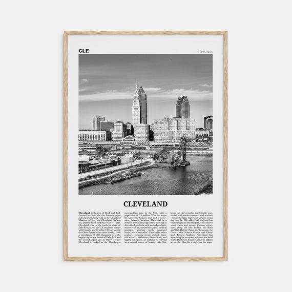 Cleveland Black And White Ohio Travel Poster Print