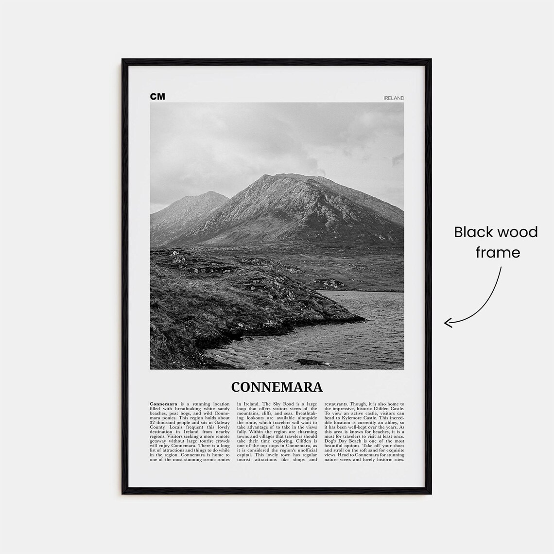 Connemara Map Print, Black and White Travel Poster - Image 3