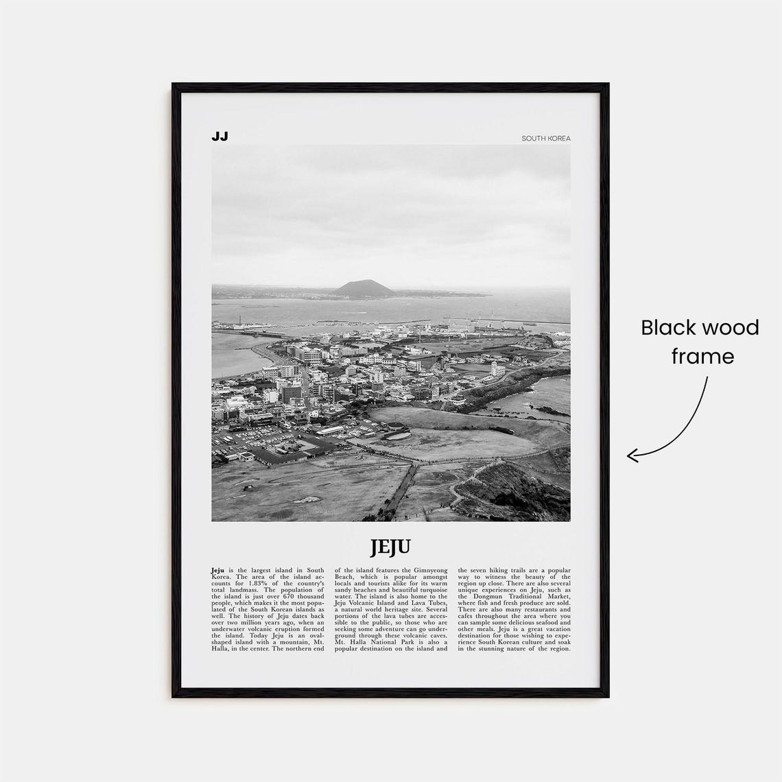 Jeju Island Black-and-White Travel Poster Print - Image 3