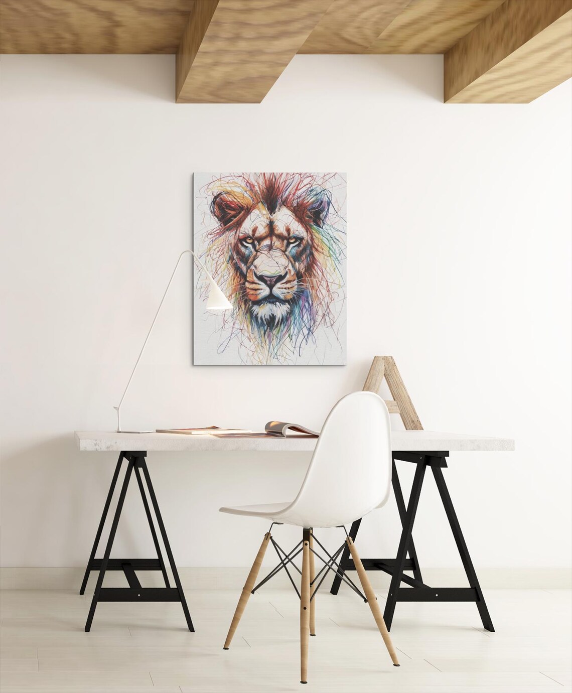 Bold Colorful Lion Abstract Animal Art - Image 3