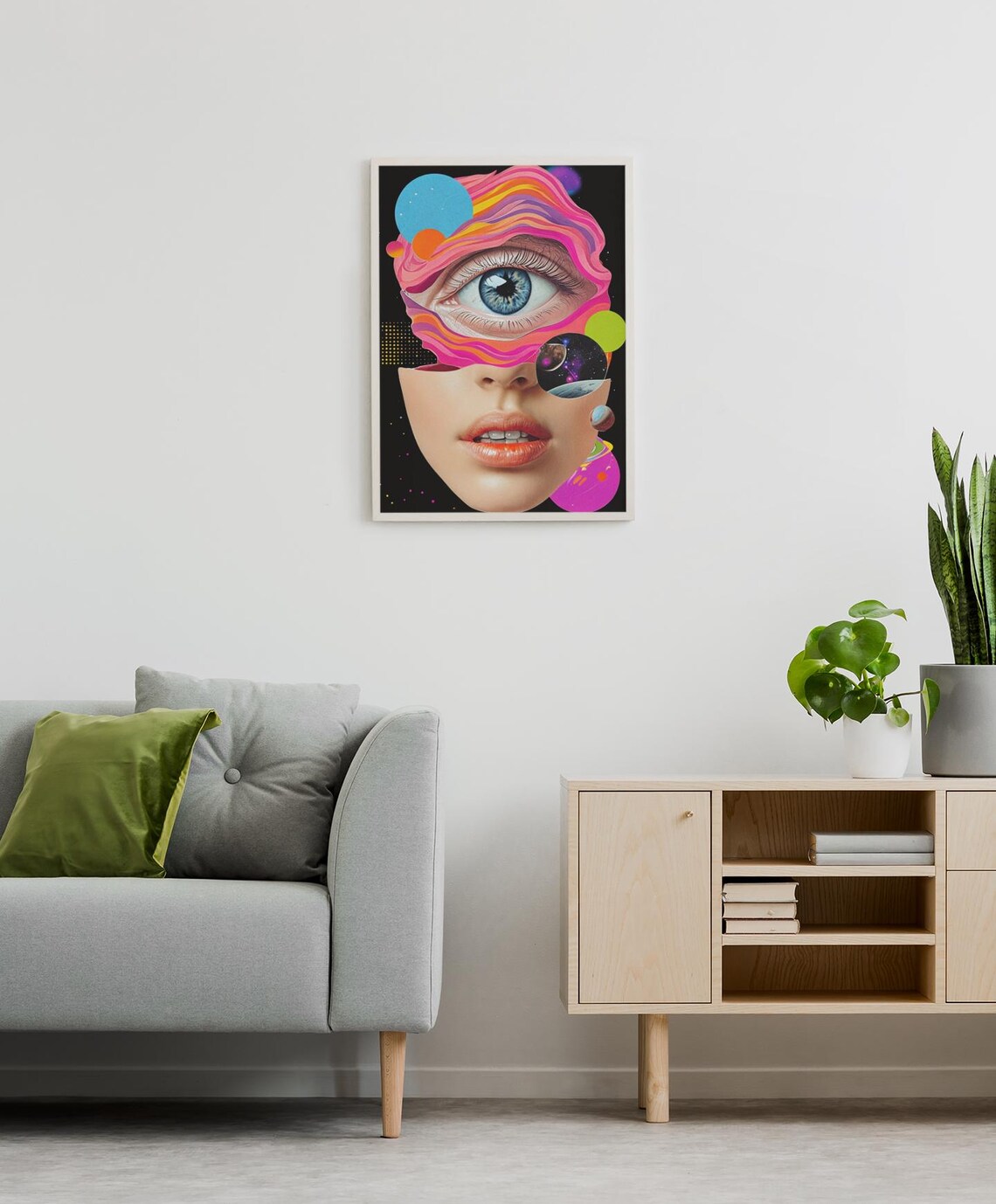 Surreal Pop Art Woman's Face, Psychedelic Collage - Image 2