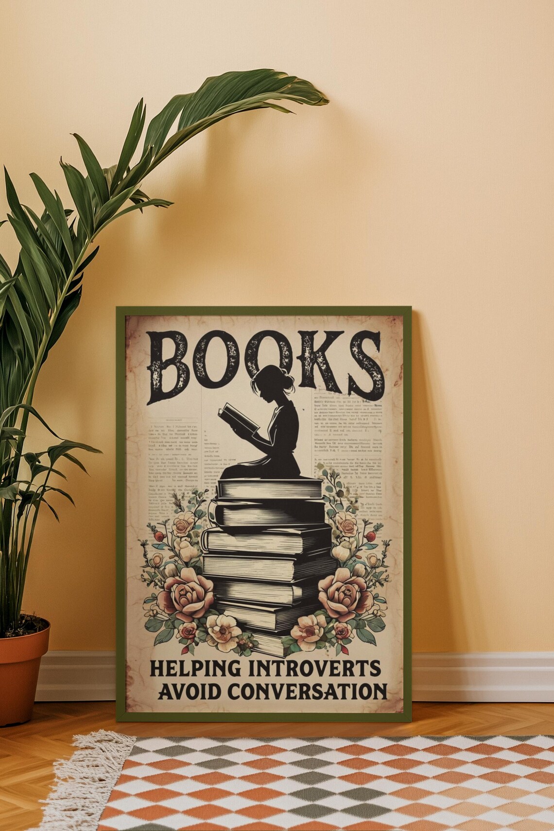 Books Poster for Introverts, Vintage Reading Quote - Image 3