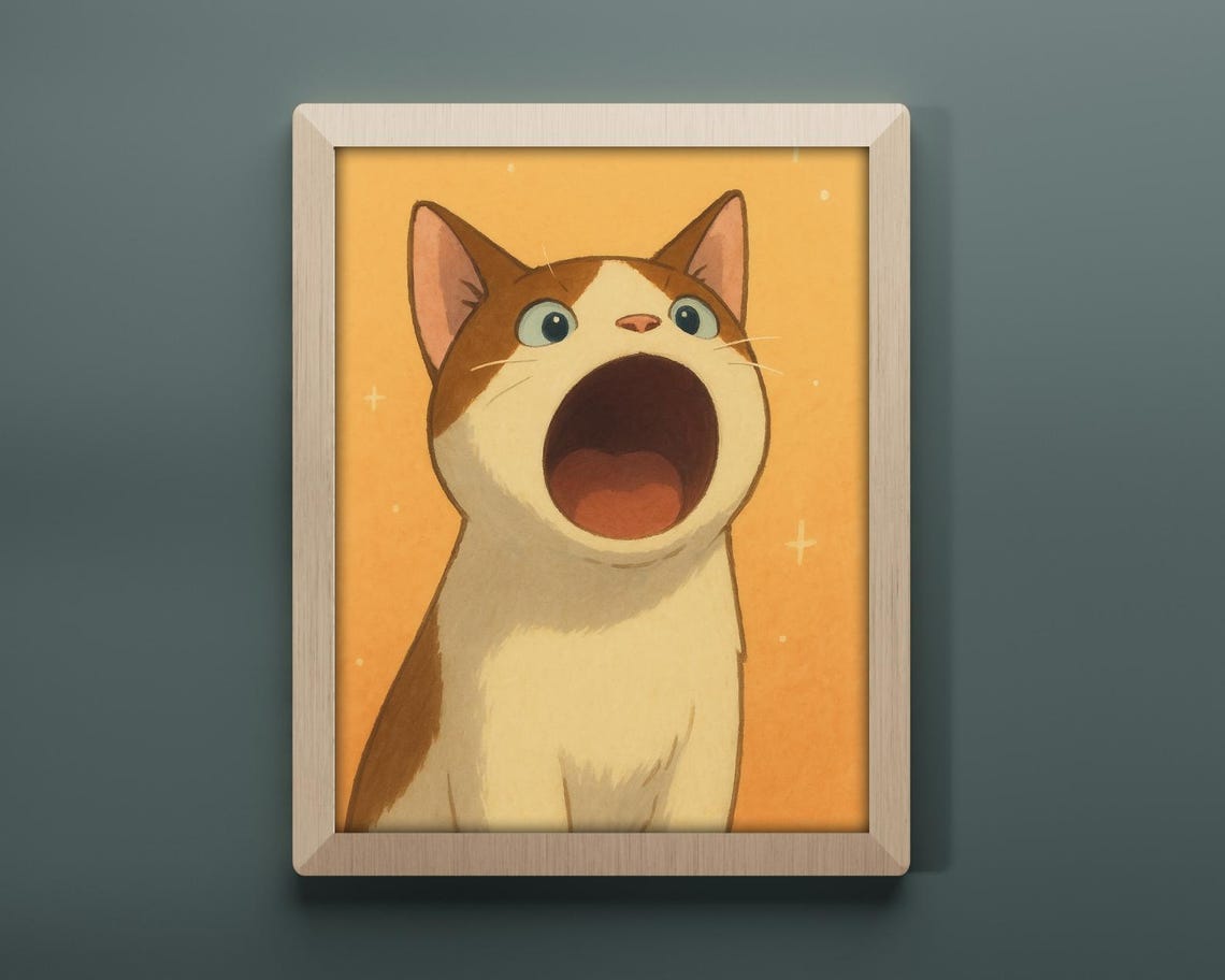 Screaming Cat, Bold Feline Art Print - Image 3