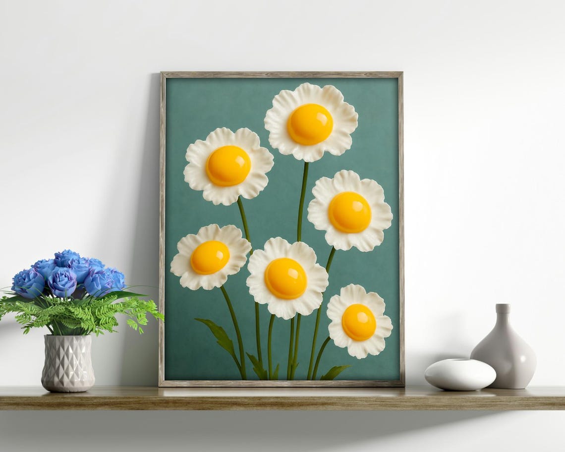 Egg Yolk Daisies Funny Kitchen Wall Art - Image 4