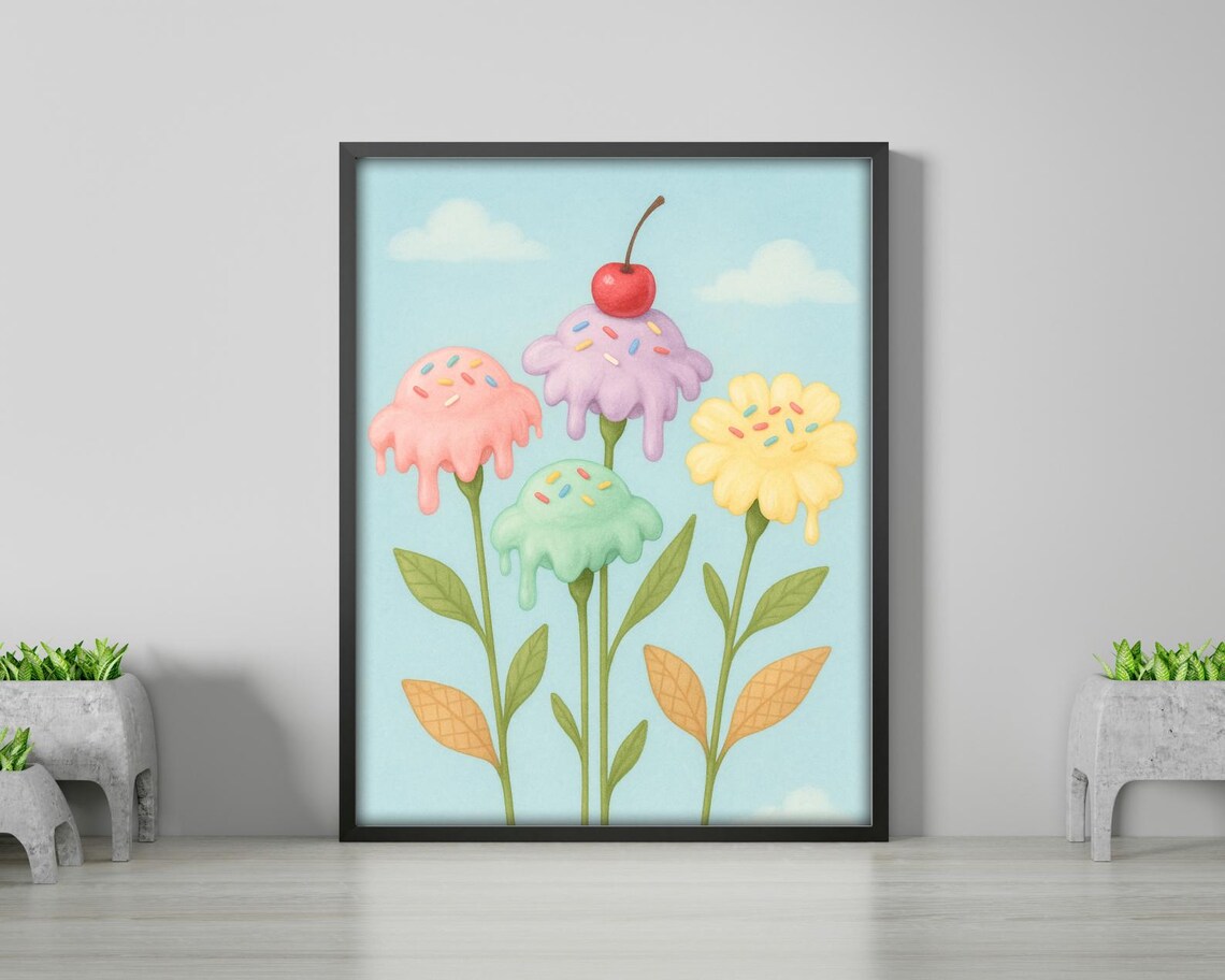 Ice Cream Flower Garden - Whimsical Dessert Art - Image 4