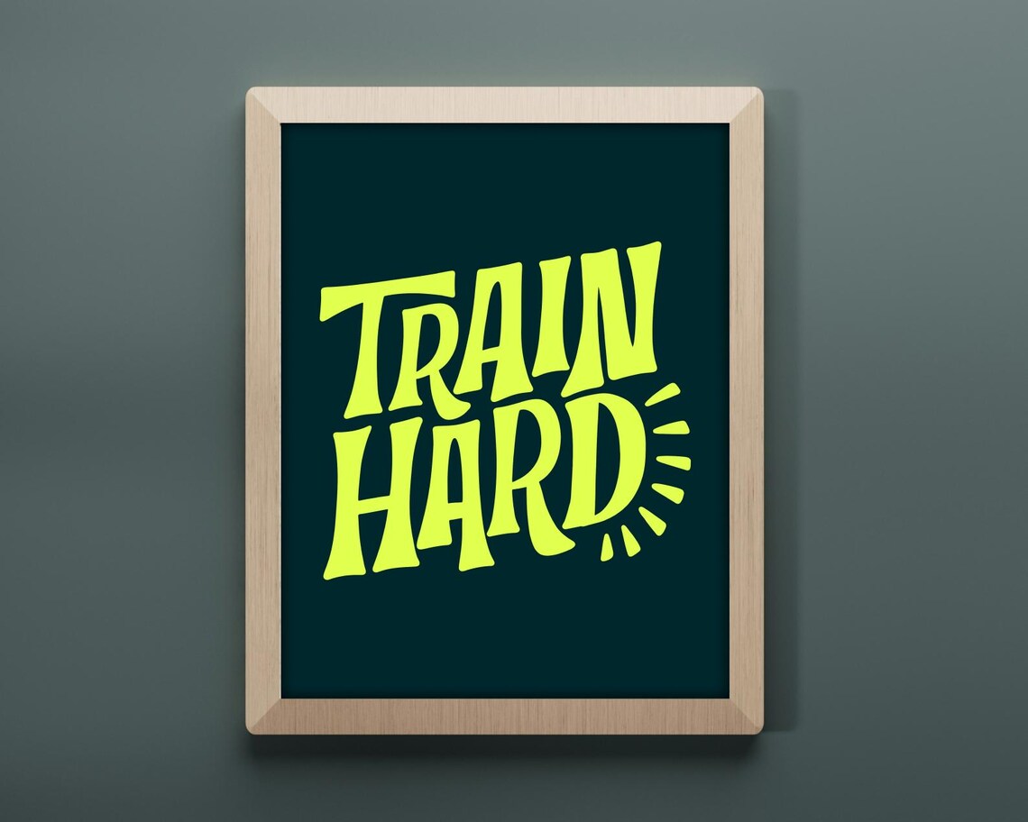 Train Hard Neon Fitness Motivational Poster