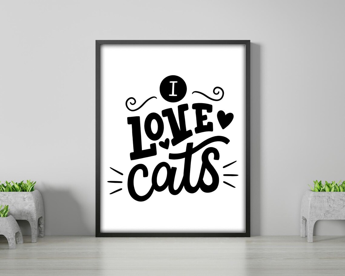 I Love Cats Bold Minimalist Cat Lover Quote - Image 2