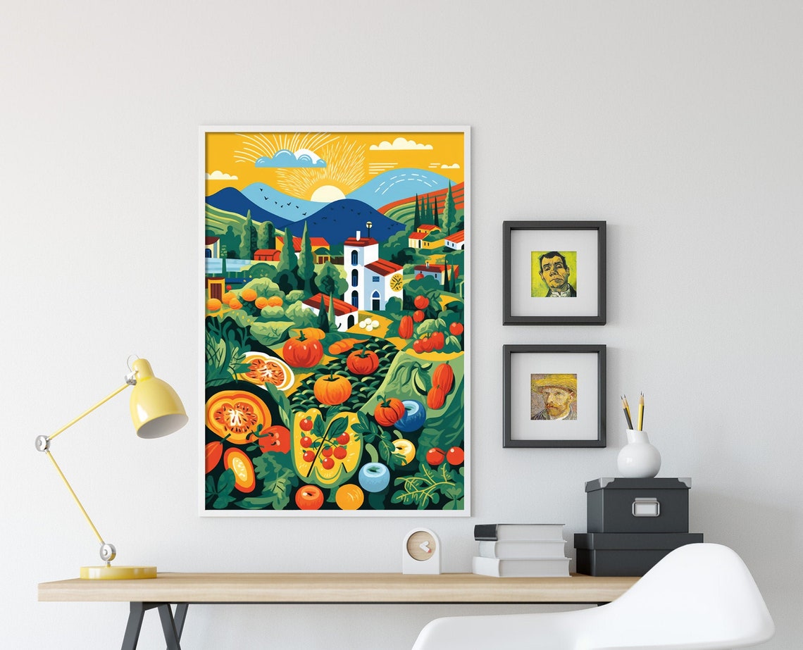 Welsh Village Harvest Knolling Illustration Colorful Farm Poster - Image 4