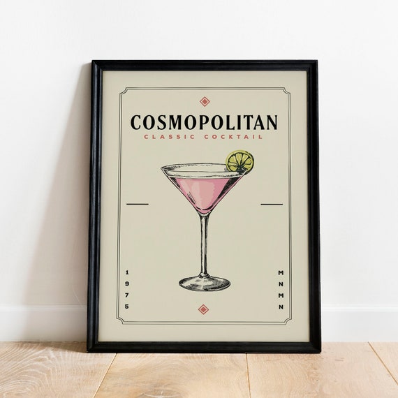 Cosmopolitan Cocktail Vintage Bar Cart Art Print