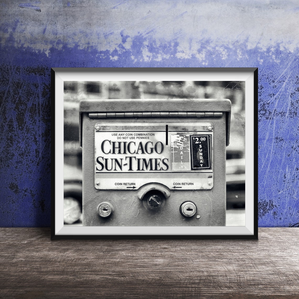 Chicago Sun-Times Newspaper Vending Box Black and White Poster