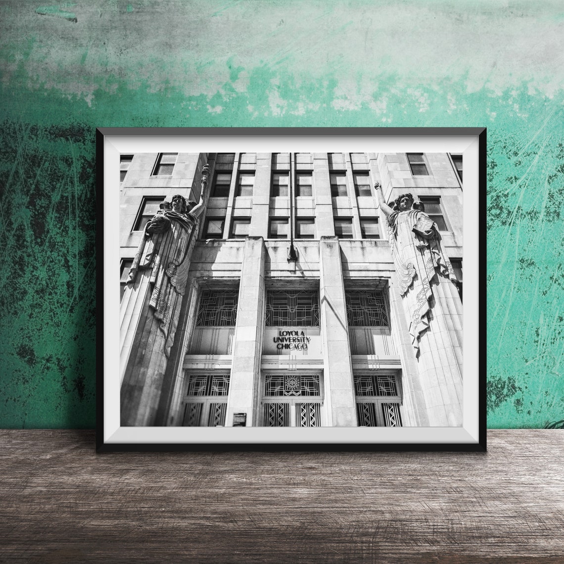 Loyola University Chicago Historic Statue Facade Building Poster - Image 2