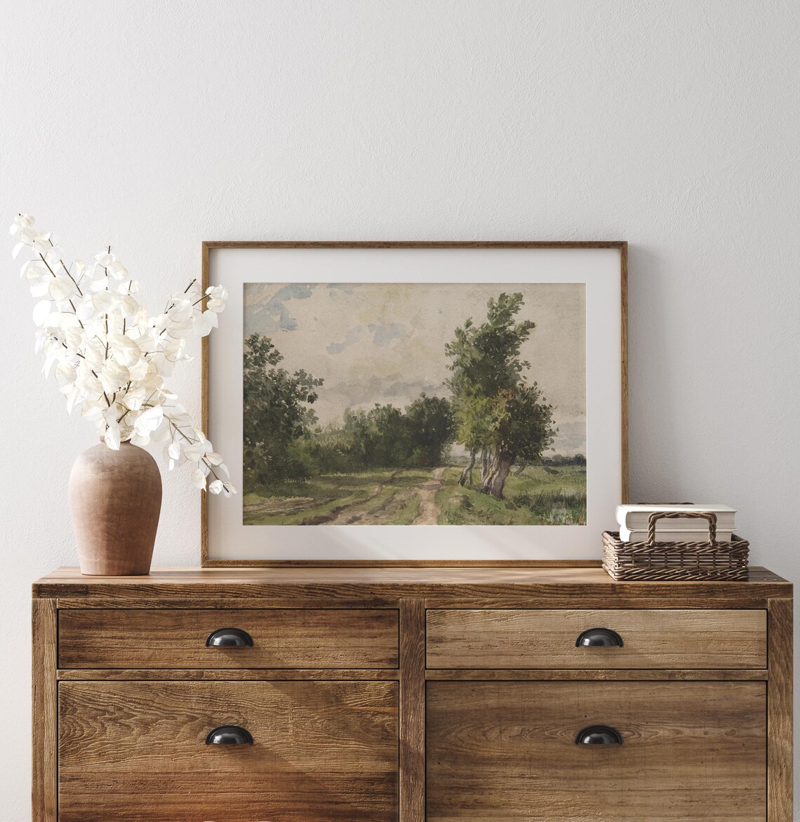 English Countryside Painting Rustic Meadow Trees Poster - Image 2